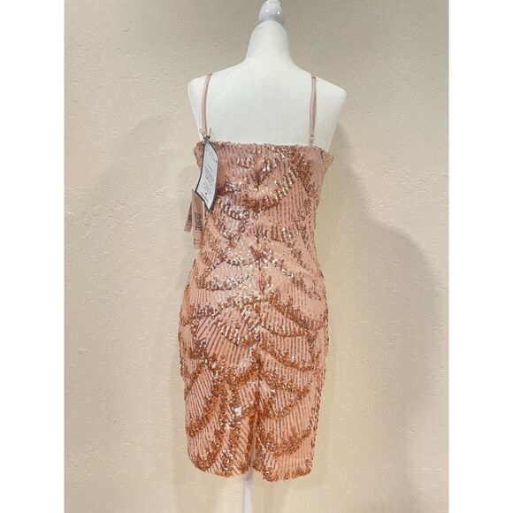 ~ NEW! Lg Blush Sequin Mini Dress Hoco Prom Dance Juniors Teen "Emerald Sundae" - Picture 3 of 15